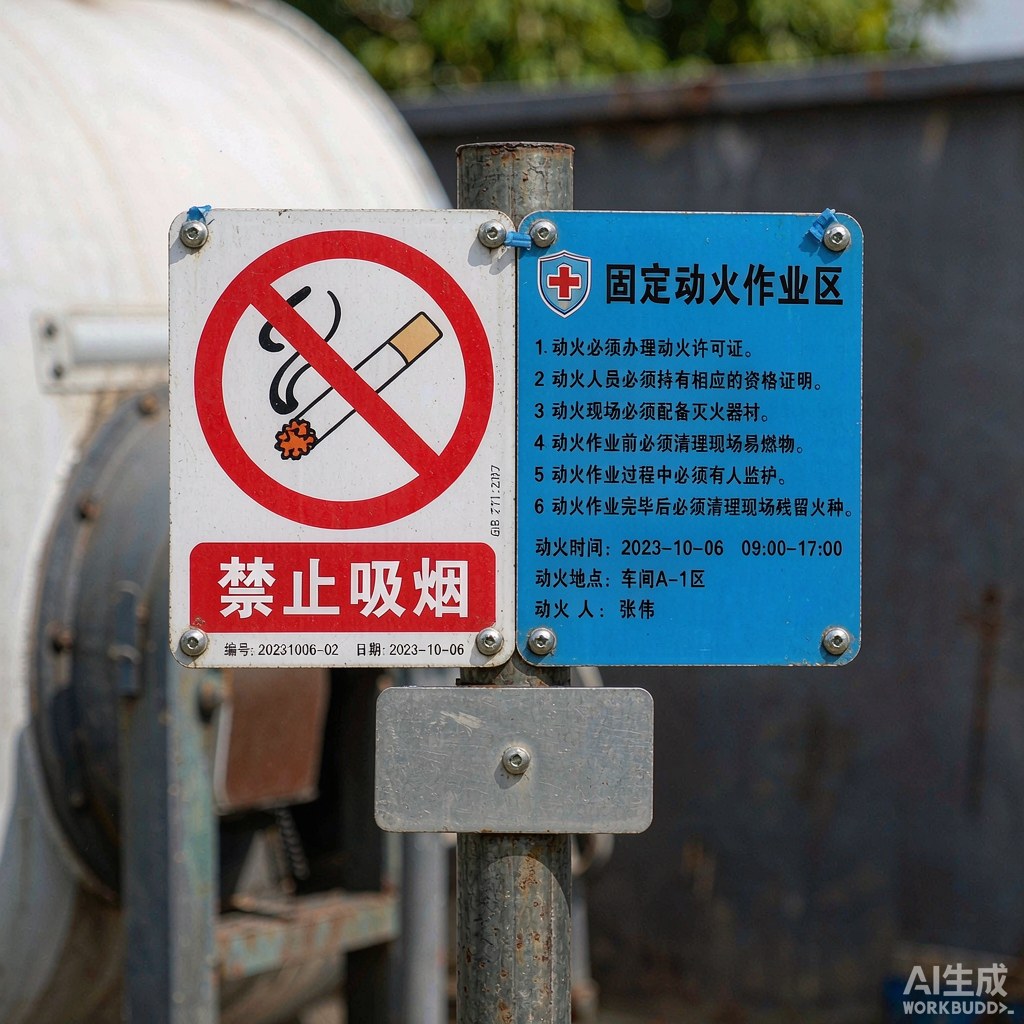 固定动火区告知牌与禁止吸烟标志牌现场配置示例