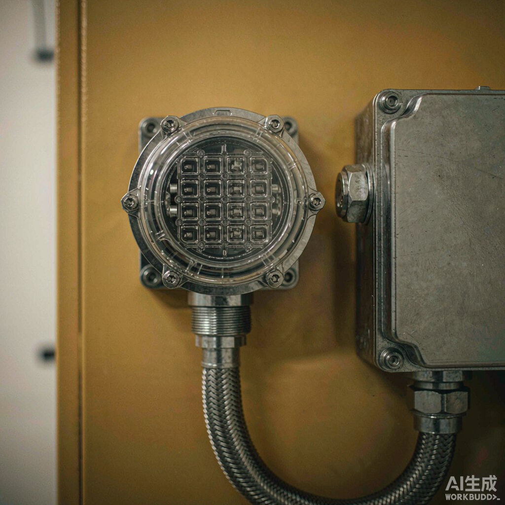 汽车涂装车间喷漆室防爆电气与可燃气体探测器标识特写